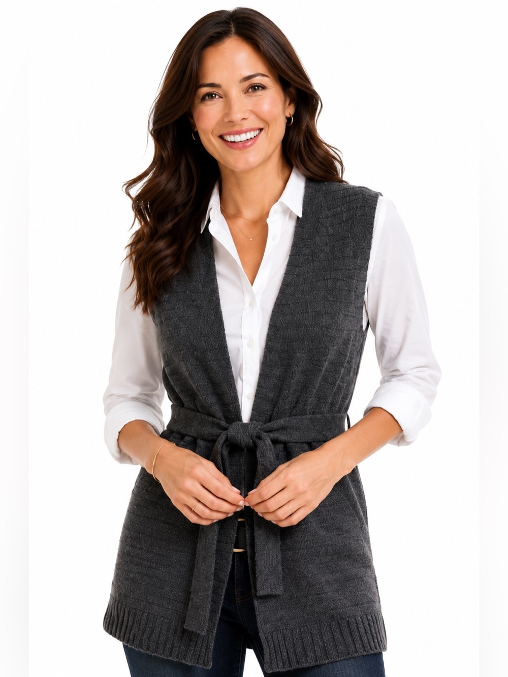 Johnston & Murphy Gray Ribbed Knit Vest